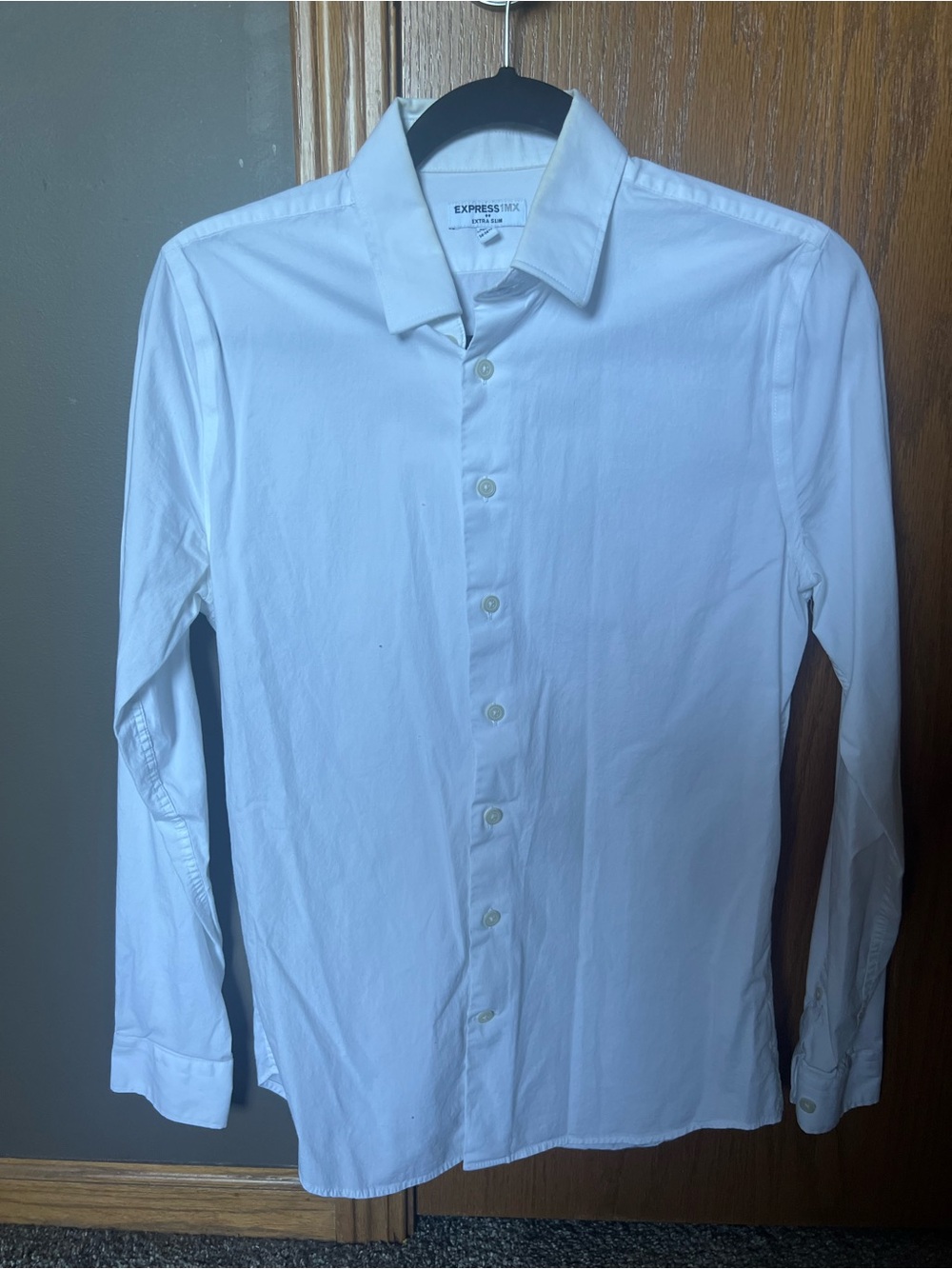 Express White Men’s Long-Sleeve Dress Shirt